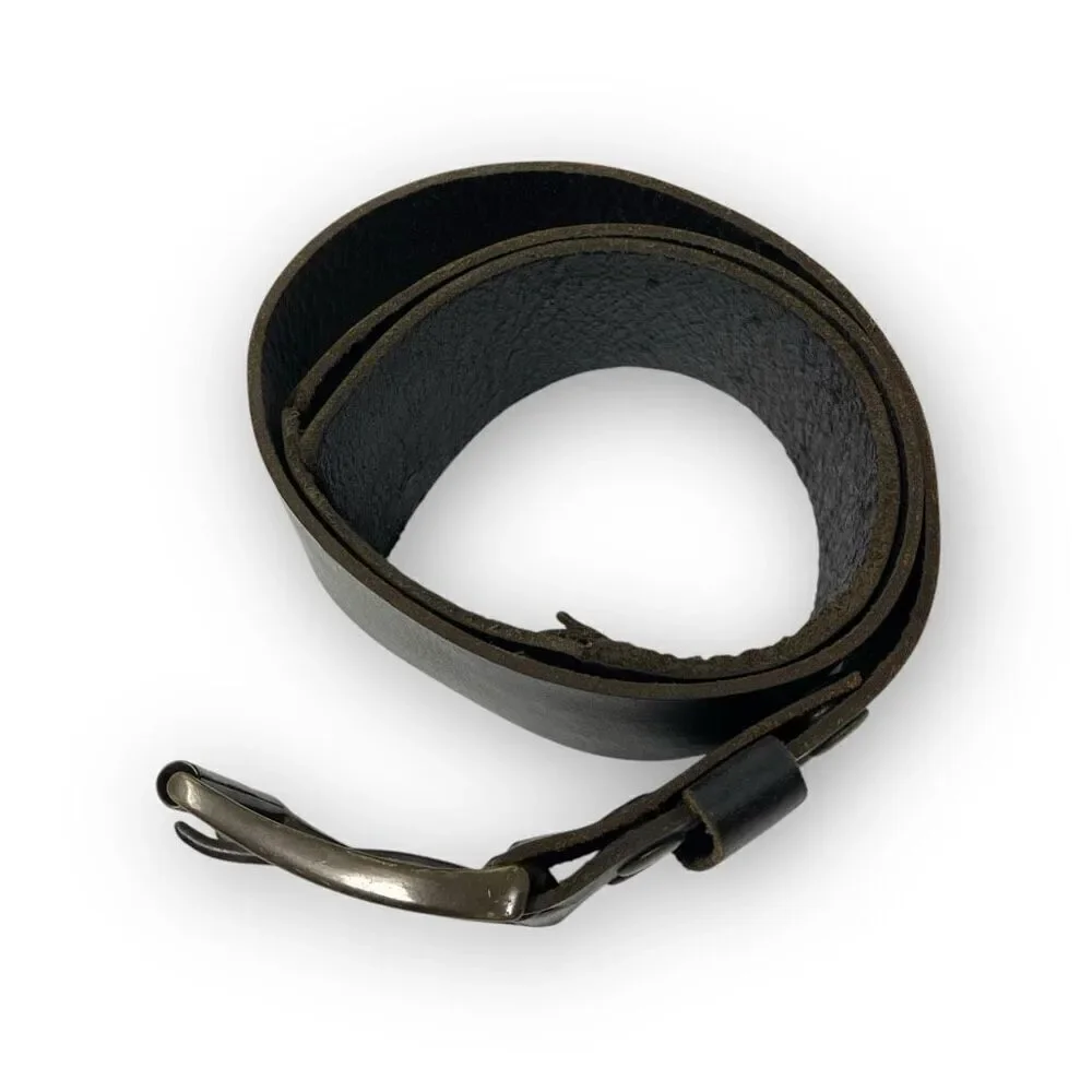 Cowboys Belt Brown Brass Double Hole Genuine Leather Belt Unisex Size 34 Waist